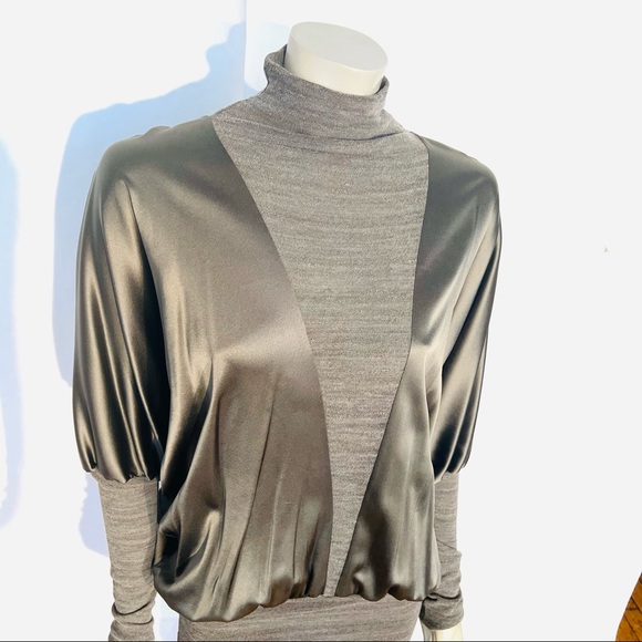 Vintage ROMAN KEFLAY stretch Silk Satin And Wool Mini dress - Picture 2 of 11